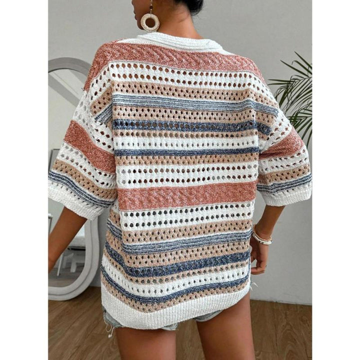 KELISE™ – Casual Striped Crochet V-Neck Summer Top