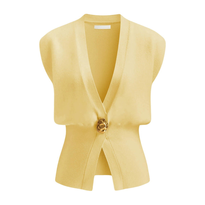 DAISY™ – Elegant V-Neck Button-Front Vest Top