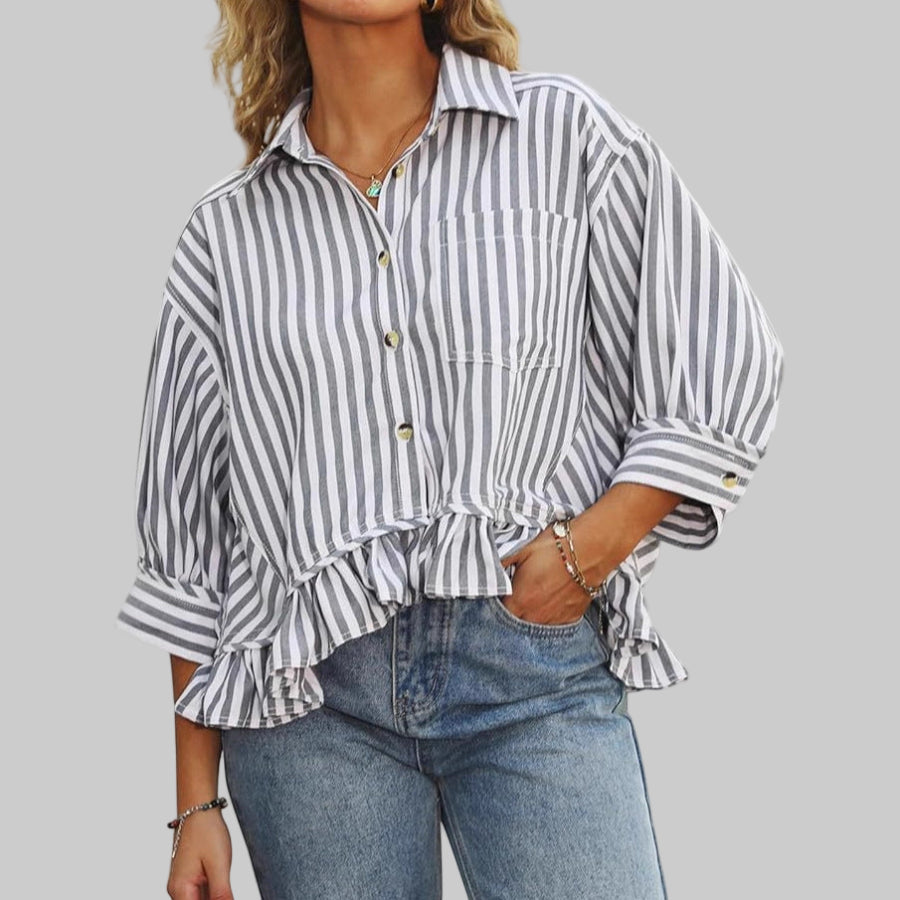KOLET™ - Casual Summer Ruffled Button Down Blouse