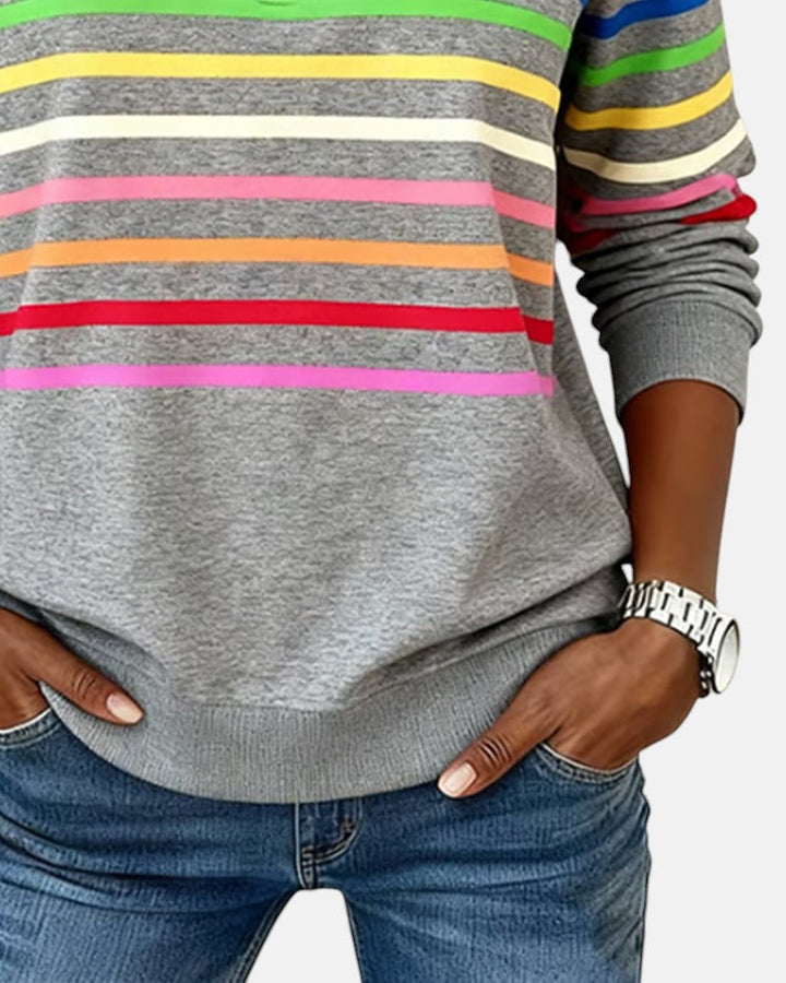 Vienna | Rainbow Striped Zip Sweatshirt